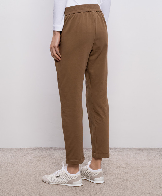 Brunello Cucinelli Коричневые спортивные брюки с отворотами MP827FB799 изображение 4
