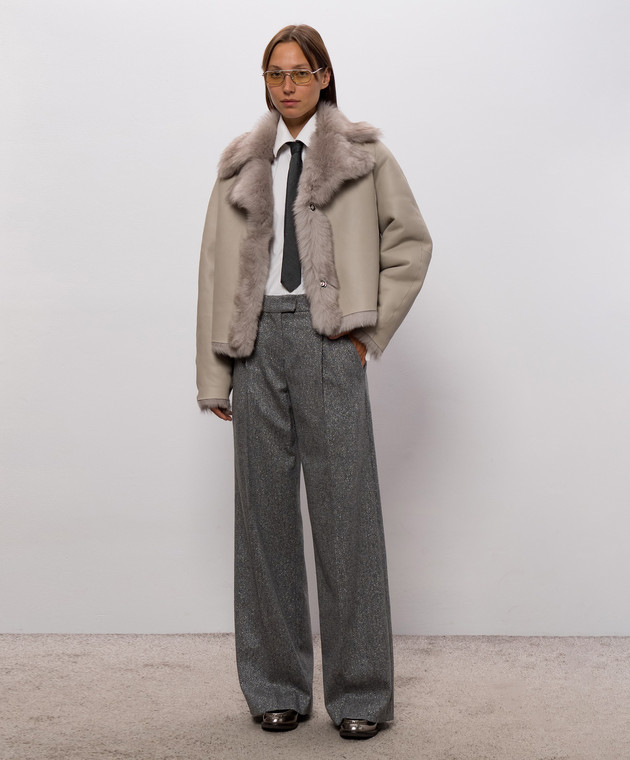 Brunello Cucinelli Сірі штани у візерунок з люрексом MD007P8884 зображення 2