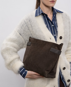 Brunello Cucinelli Коричневая замшевая сумка Essence MBDLD2743