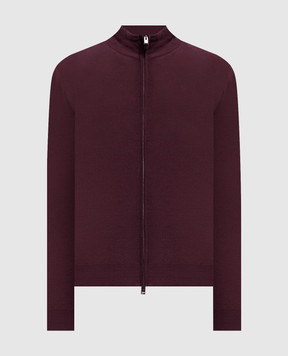 Canali Бордовый кардиган из шерсти MK01149C0022