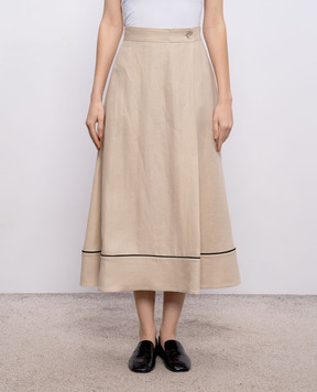 Agnona Бежева спідниця з льону TG1108YU3034