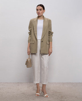 Peserico Жакет кольору хакі з льону A0111602606