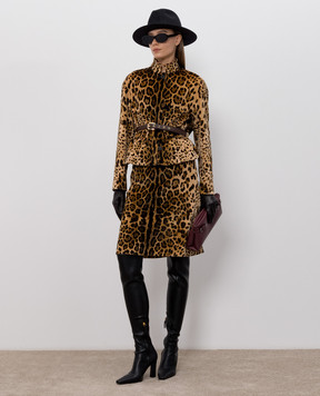 Max Mara Коричневая бархатная куртка STEDRO в леопардовый принт MSTEDRO