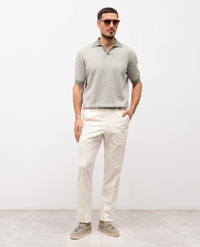 Agnona Зеленое поло в узор полоску K311U357H1412