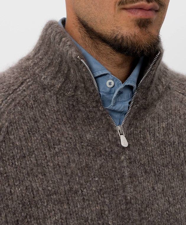 Brunello Cucinelli Коричневый кардиган из кашемира и шелка MET302116 изображение 5