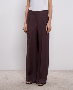 Brunello Cucinelli Коричневые брюки с леном с цепочкой мониль MH126P8884