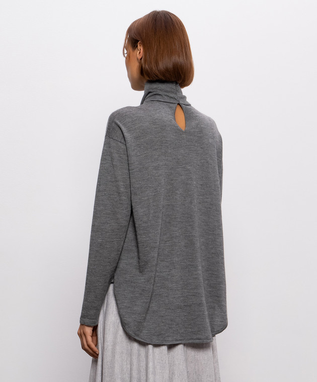 Brunello Cucinelli Серый гольф из кашемира и шелка с цепочкой мониль M13847504P изображение 4