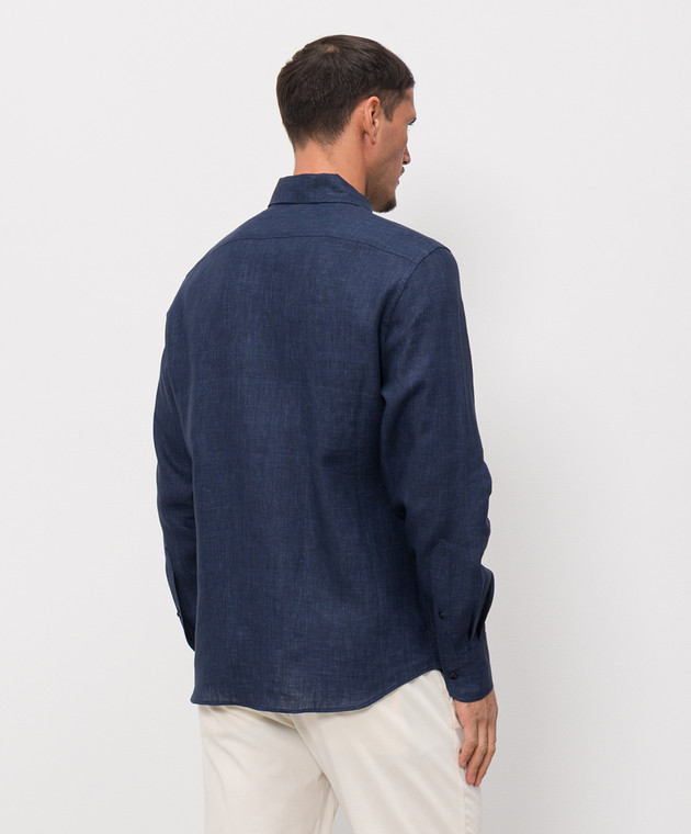 Castangia dal 1850 Синя сорочка з льону DMC2S26 зображення 4