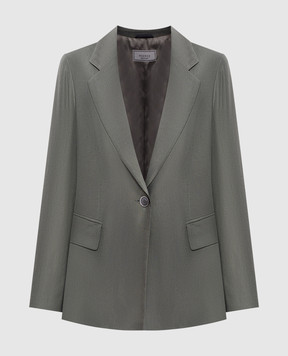 Peserico Зеленый жакет с льном с брендовым патчем S01163F01921