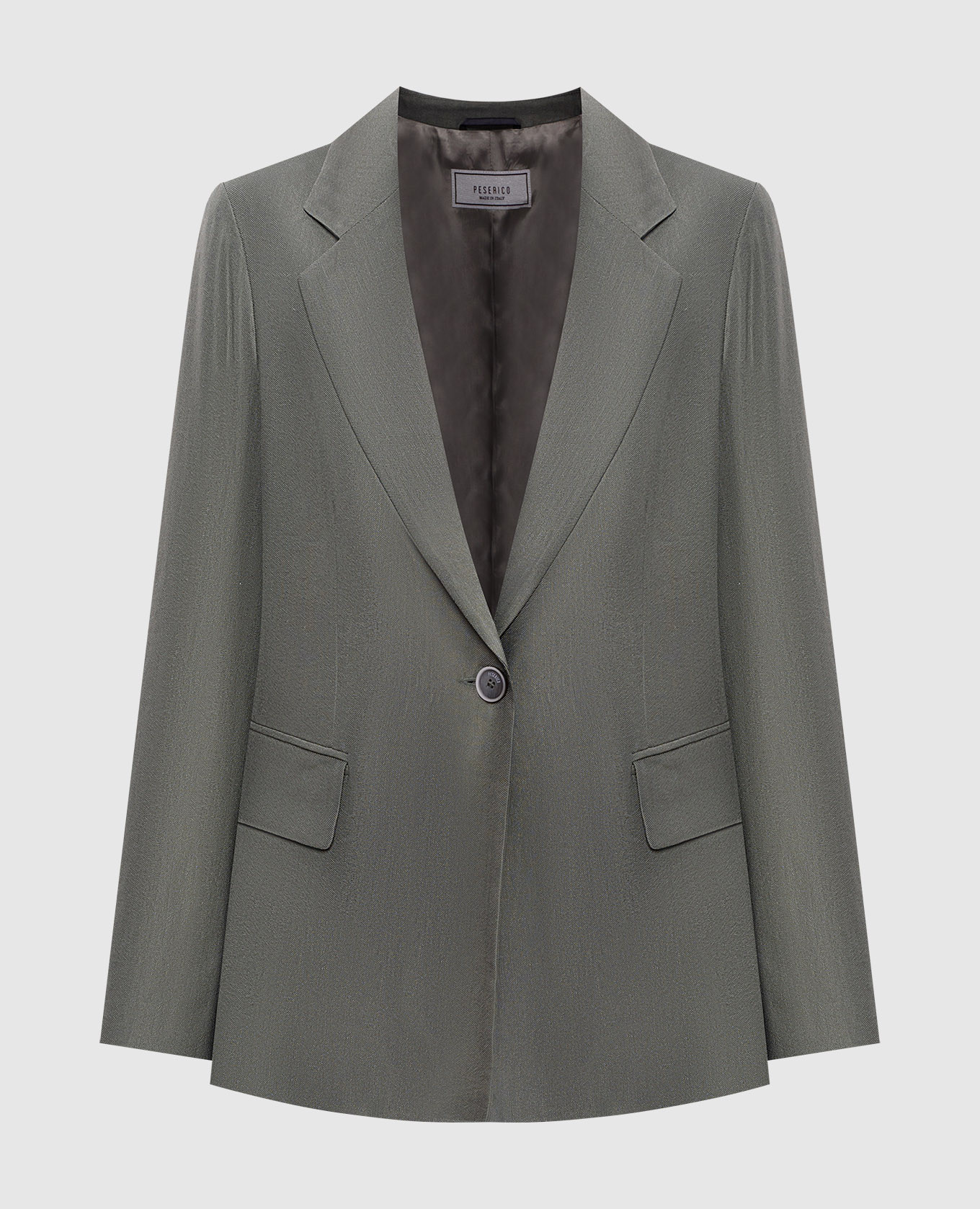 Зеленый жакет с льном с брендовым патчем