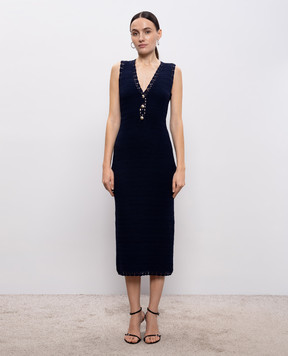 Twinset Синее платье миди с логотипом 261TP3073