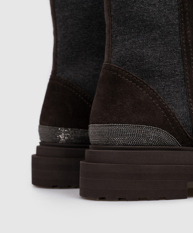 Brunello Cucinelli Коричневые замшевые челси с цепочкой мониль MZSFG3307P изображение 5
