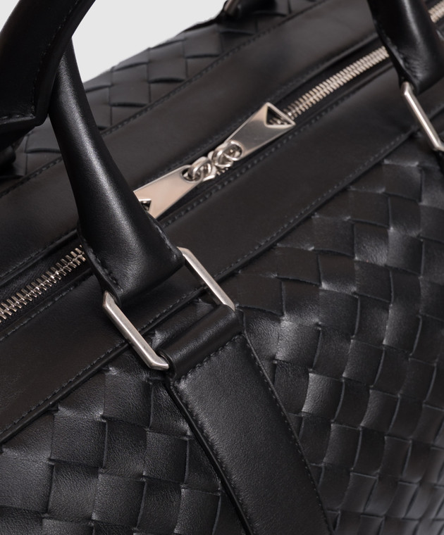 Bottega Veneta Черная кожаная дорожная сумка с плетением Intrecciato 795287V2HL1 изображение 4