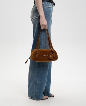 Versace Коричневая замшевая сумка с логотипом 10157921A09892