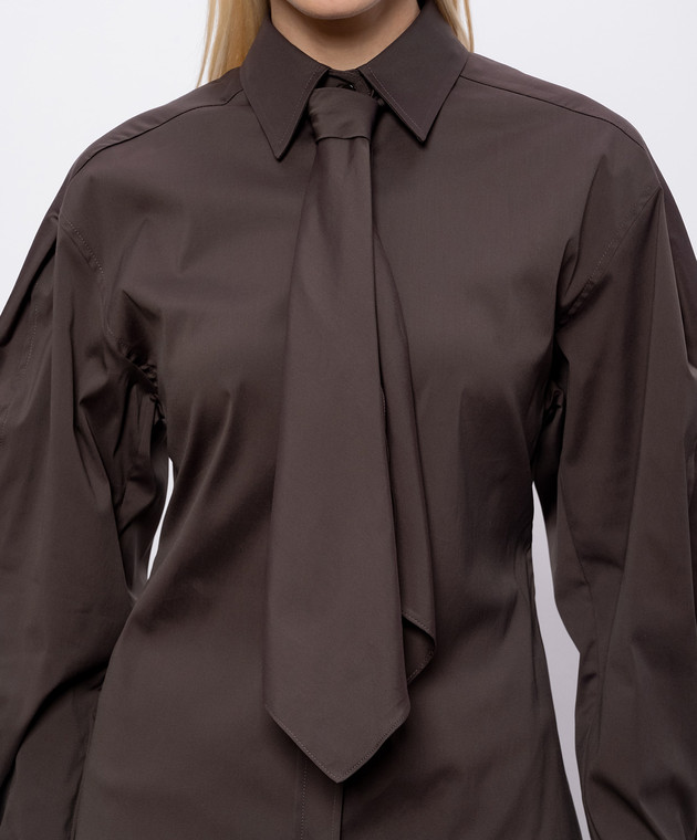 Brunello Cucinelli Коричнева сорочка з ланцюжком моніль MP091M3A46 зображення 5