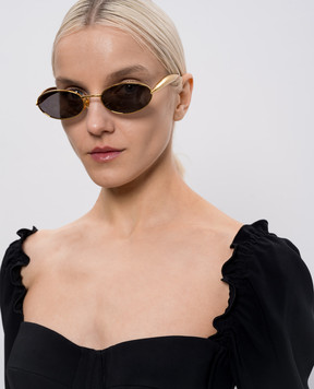 Bottega Veneta Золотые очки Sardine Oval 821495V4450