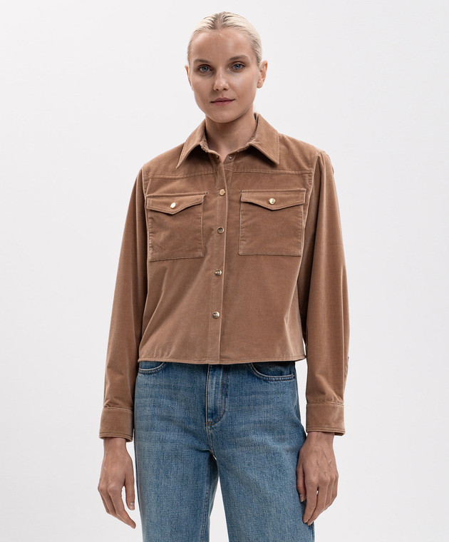 Max Mara Коричнева вельветова сорочка RIVOLO MSTRIVOLO зображення 2