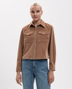Max Mara Коричневая вельветовая рубашка RIVOLO MSTRIVOLO