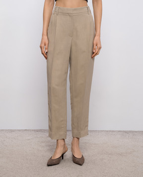 Brunello Cucinelli Коричневі штани з льоном MH126P8292