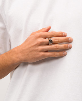 Off-White Срібляста каблучка з емблемою OMOC078C99MET001