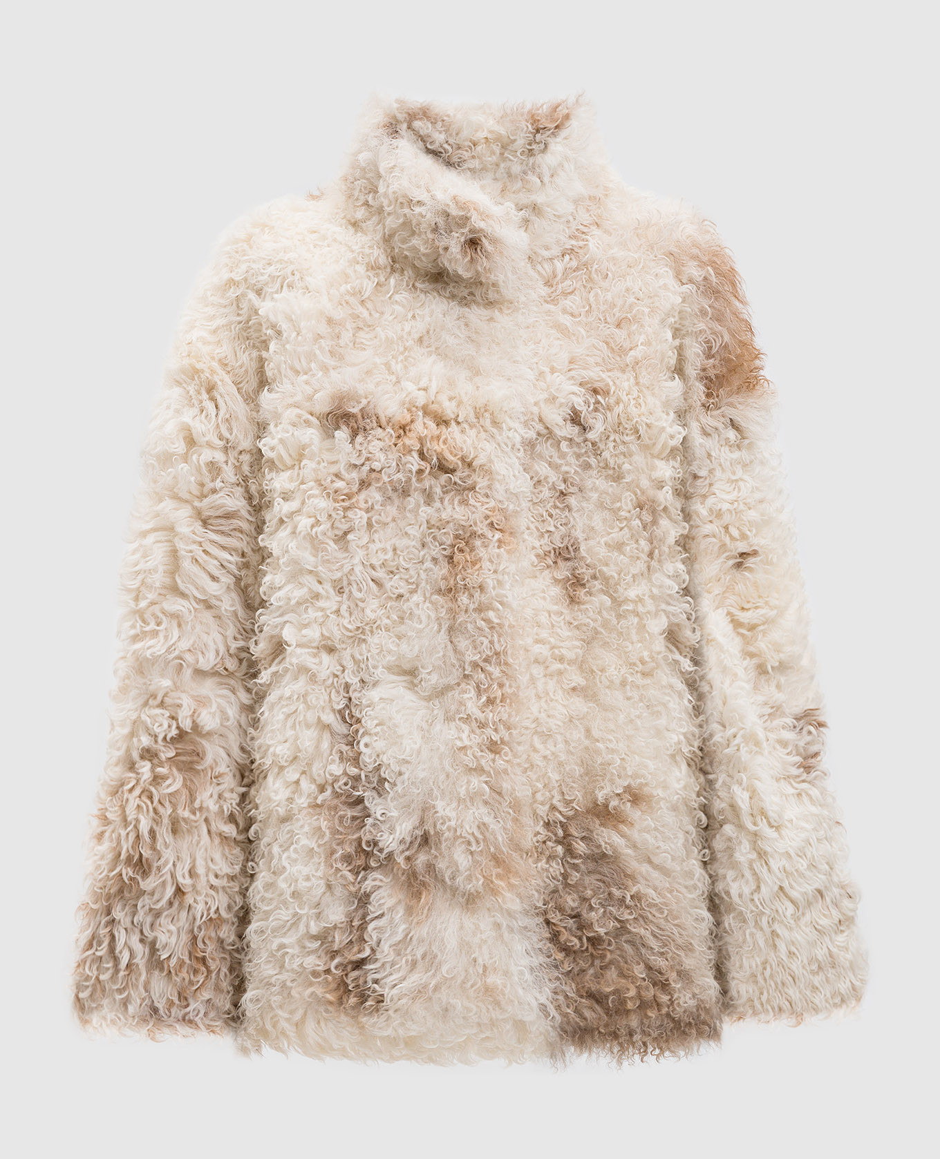 Бежевая дубленка