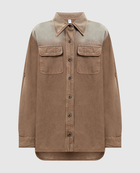 Off-White Коричнева джинсова сорочка з вишивкою логотипа 2ES006S26FAB001