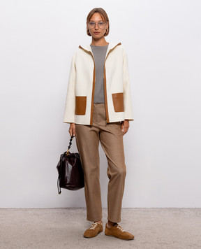 Max Mara Пальто цвета айвори COMICA из шерсти, шелка и кашемира MSTCOMICA