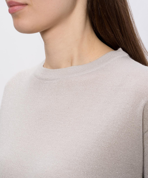 Brunello Cucinelli Серая футболка с кашемиром и шелком с люрексом M41810000 изображение 5