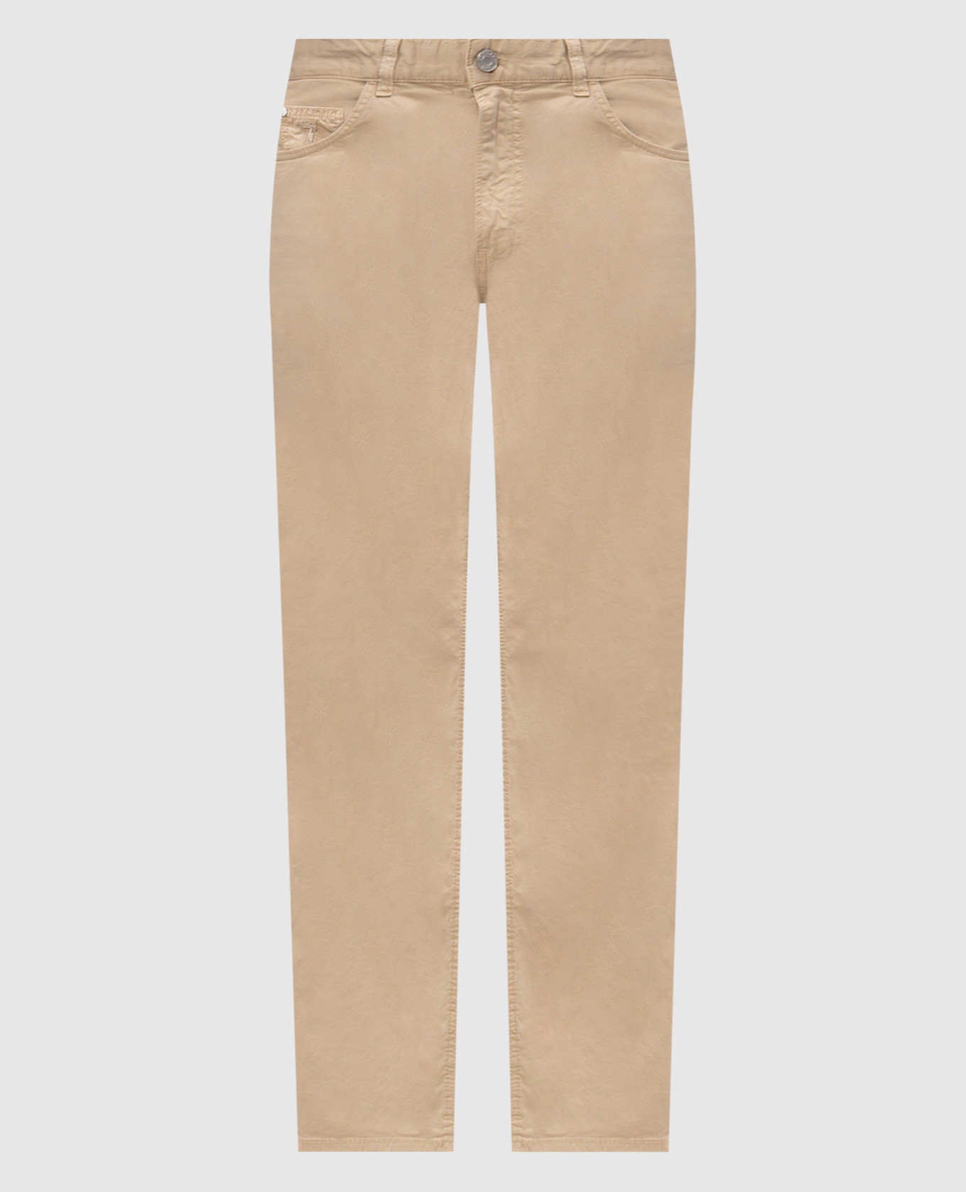 Бежевые брюки с патчем логотипа