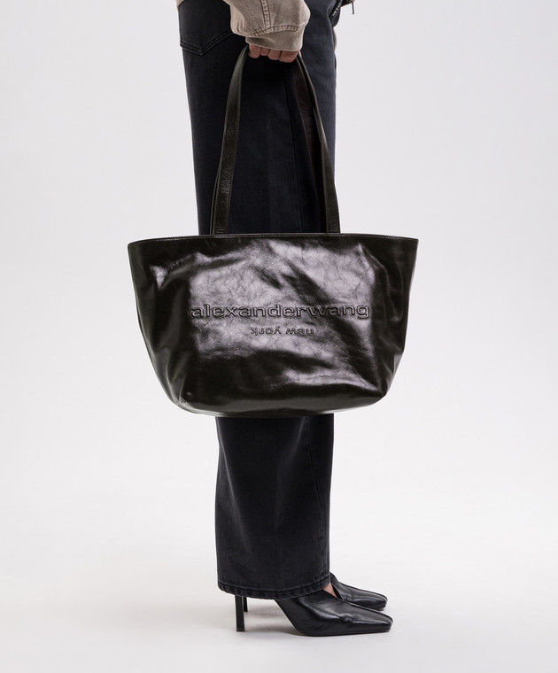 Alexander Wang Бордовая кожаная сумка-тоут с фактурным логотипом 20226T60L изображение 2