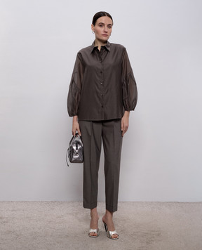 Peserico Коричневая блуза с шелком A0634408372