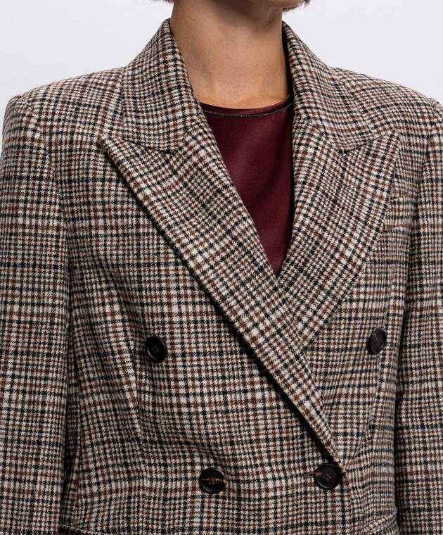 Brunello Cucinelli Двобортний жакет з вовною альпаки в клітинку MG5577359P зображення 5