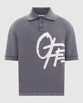 Off-White Сіре поло з льоном з візерунком логотипа 44MHV009S26K001