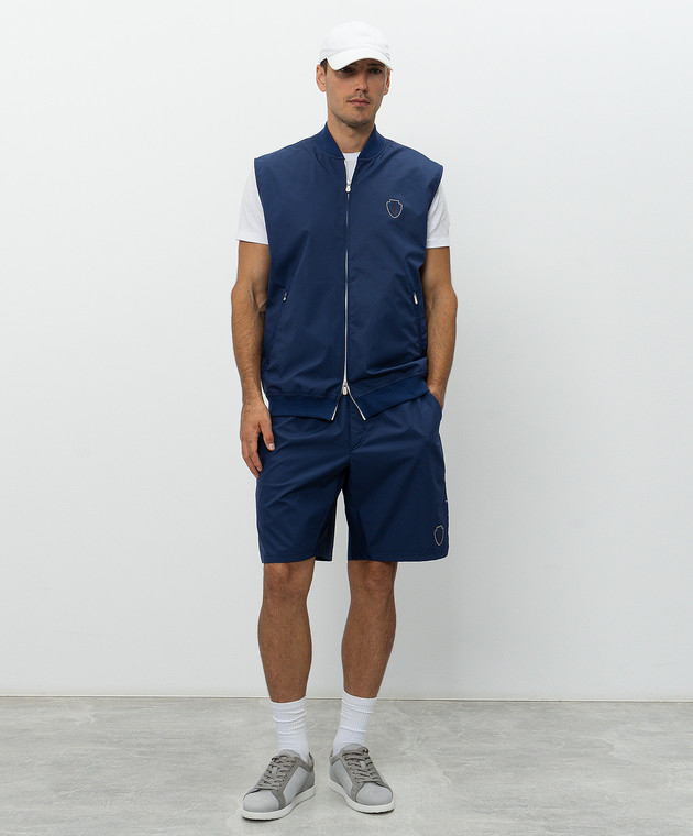 Brunello Cucinelli Синие шорты с принтом эмблемы MB4223590T изображение 2