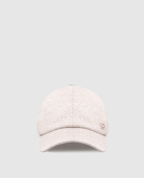 Stefano Ricci Сіра кепка з льоном та шовком у візерунок MCV61NV18FDN29HA