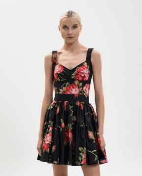 Dolce&Gabbana Чорний топ-бюстьє в принт F7BB1THS5UT