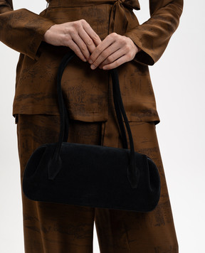 YUZEFI Черная замшевая сумка-багет Oyster OYSTERSHOULDERBAG