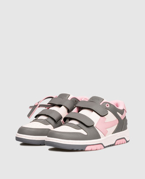 Off-White Детские розовые кожаные кроссовки Out Of Office OGIA005F25LEA001