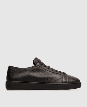 Santoni Чорні шкіряні кросівки з патчем логотипа MBCD21571NEAKMMD