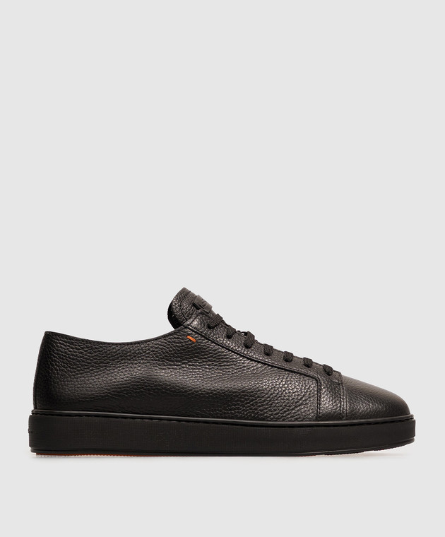 Santoni Черные кожаные кроссовки с патчем логотипа MBCD21571NEAKMMD