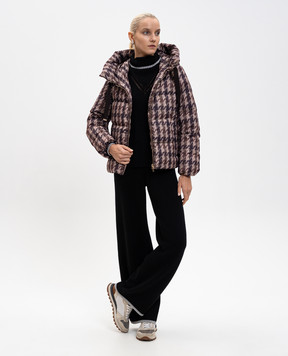 Herno Коричневый пуховик в узор с логотипом PI002167D12768