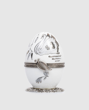 Fanex France Белое музыкальное фарфоровое яйцо Лебедь OPCYARGT