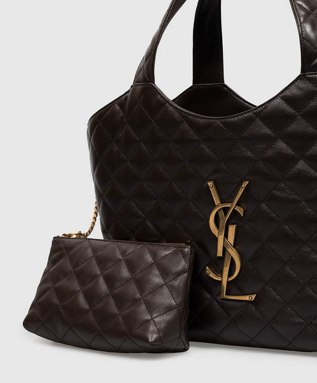 Saint Laurent Коричневая кожаная сумка-тоут ICARE 871494AAANG изображение 4