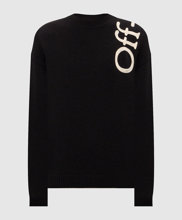 Off-White Черный свитер с шерстью 44MHE213F26K001