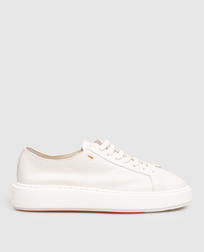 Santoni Белые кожаные кроссовки с фактурным логотипом WBCD61322BARCDYI