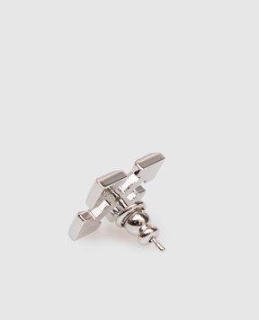 Off-White Срібляста моносережка у формі емблеми Arrow OMOD11RC99MET001