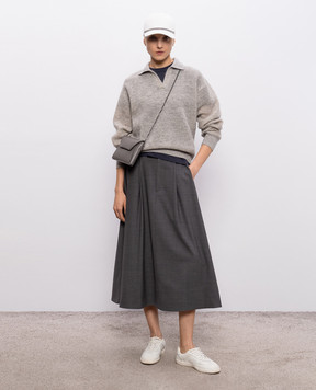 Brunello Cucinelli Сірий светр з вовною з люрексом MGG270505P