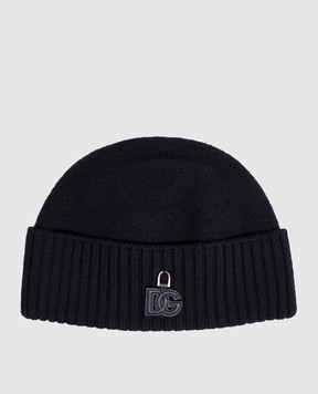 Dolce&Gabbana Синя шапка з вовни з монограмою логотипа DG GX53KTJDVLQ