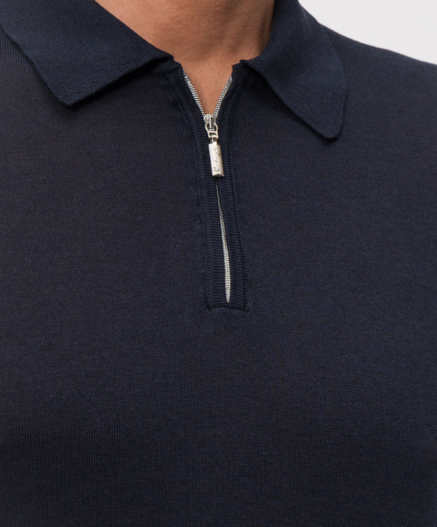 Castangia dal 1850 Синее поло с шелком DBPZ1S26 изображение 5