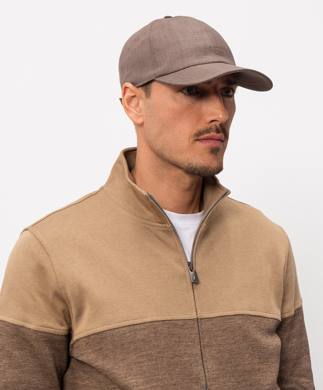 CAPOBIANCO Коричневая кепка из шерсти 20MC1UN00 изображение 2